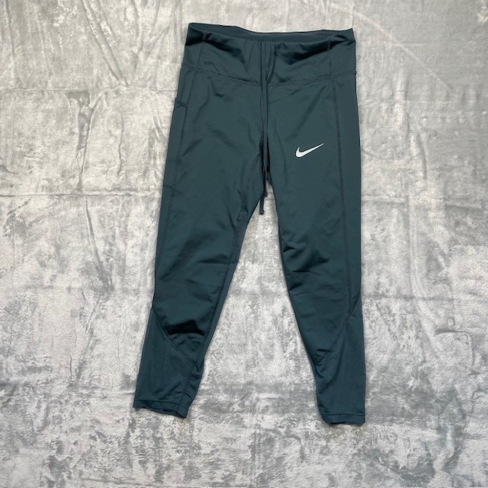 Nike Dri-Fit Womens Yoga Running Workout  Ankle Mesh Pant Leggings Blue Green XS